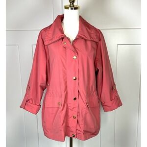 JM Collection Coral Spring Jacket Windbreaker Water Resistant Women's LARGE EUC!
